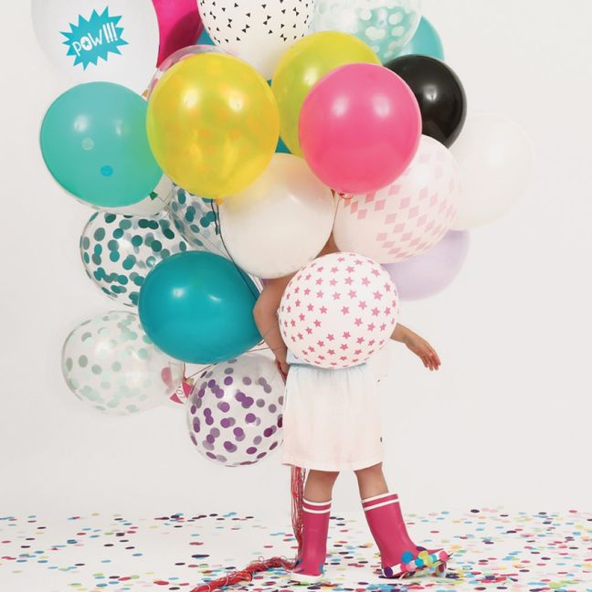 Konfetti-Luftballons weißer Druck - 5er-Pack | Weiß