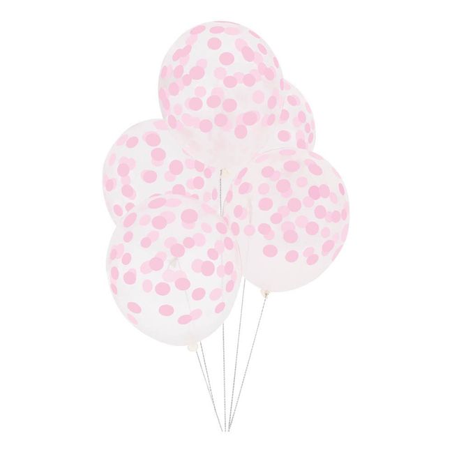 Ballons imprimés confettis - Lot de 5 | Rose