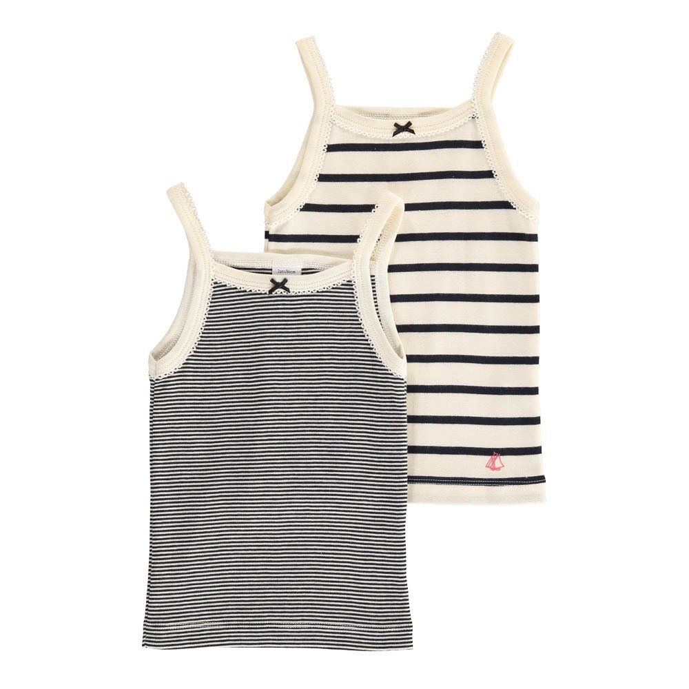 Petit Bateau - Lot 2 Débardeurs à Bretelles Iconiques - Fille - Bleu marine