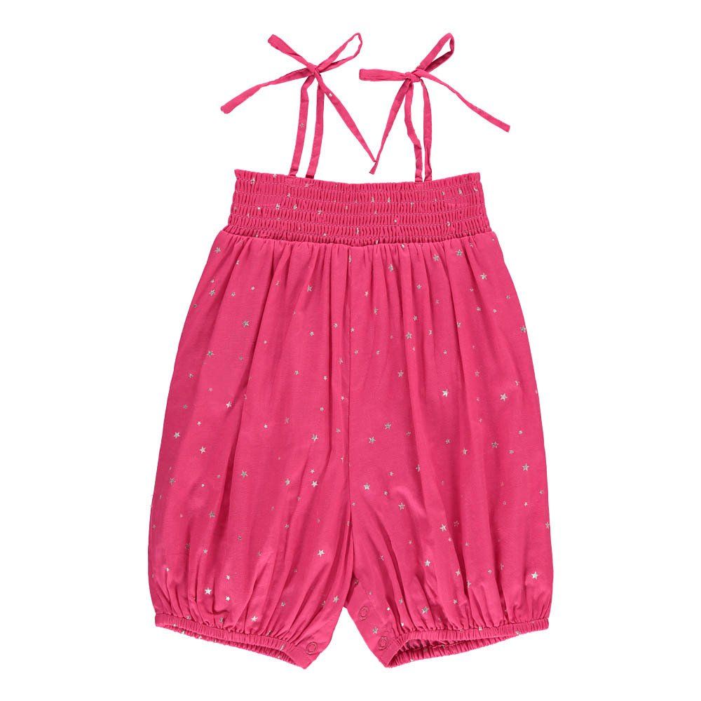 Zef - Barboteuse Smockée Etoiles Almeria - Fille - Rose fuschia