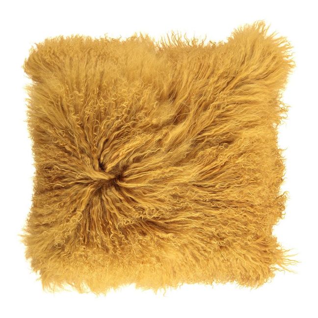 Tibetan Goat Skin Cushion | Ochre
