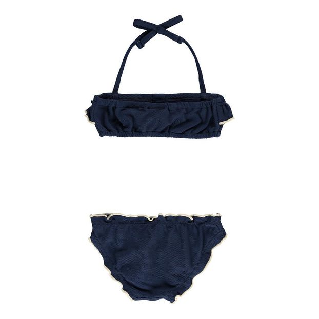 2 Piece Swimsuit Navy blue Bonnet à pompon Fashion Children