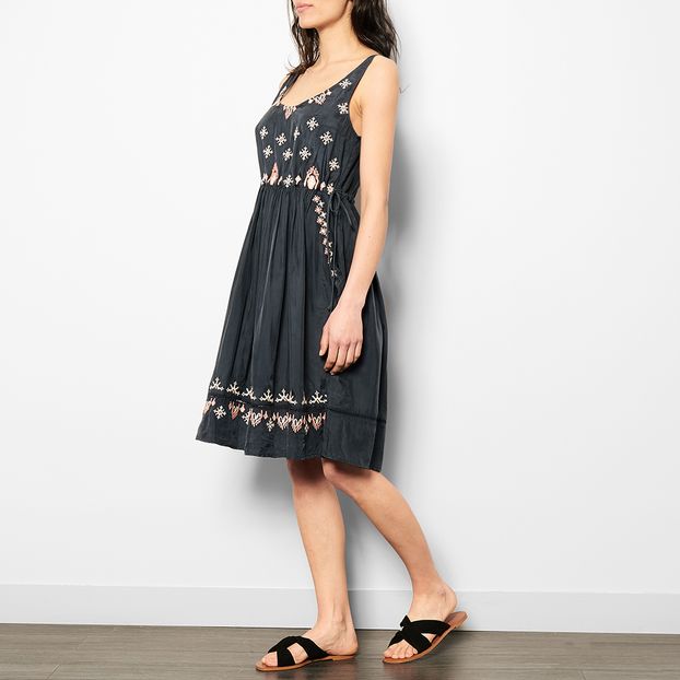Aleriana Embroidered Cupro Dress - Women's Collection Carbon