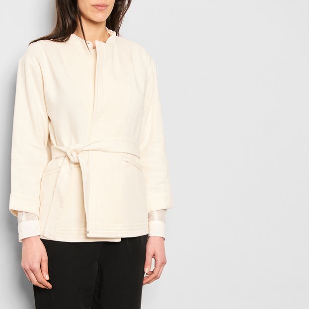 Cotton and Linen Kimono Jacket Ecru Pomandère Fashion Adult