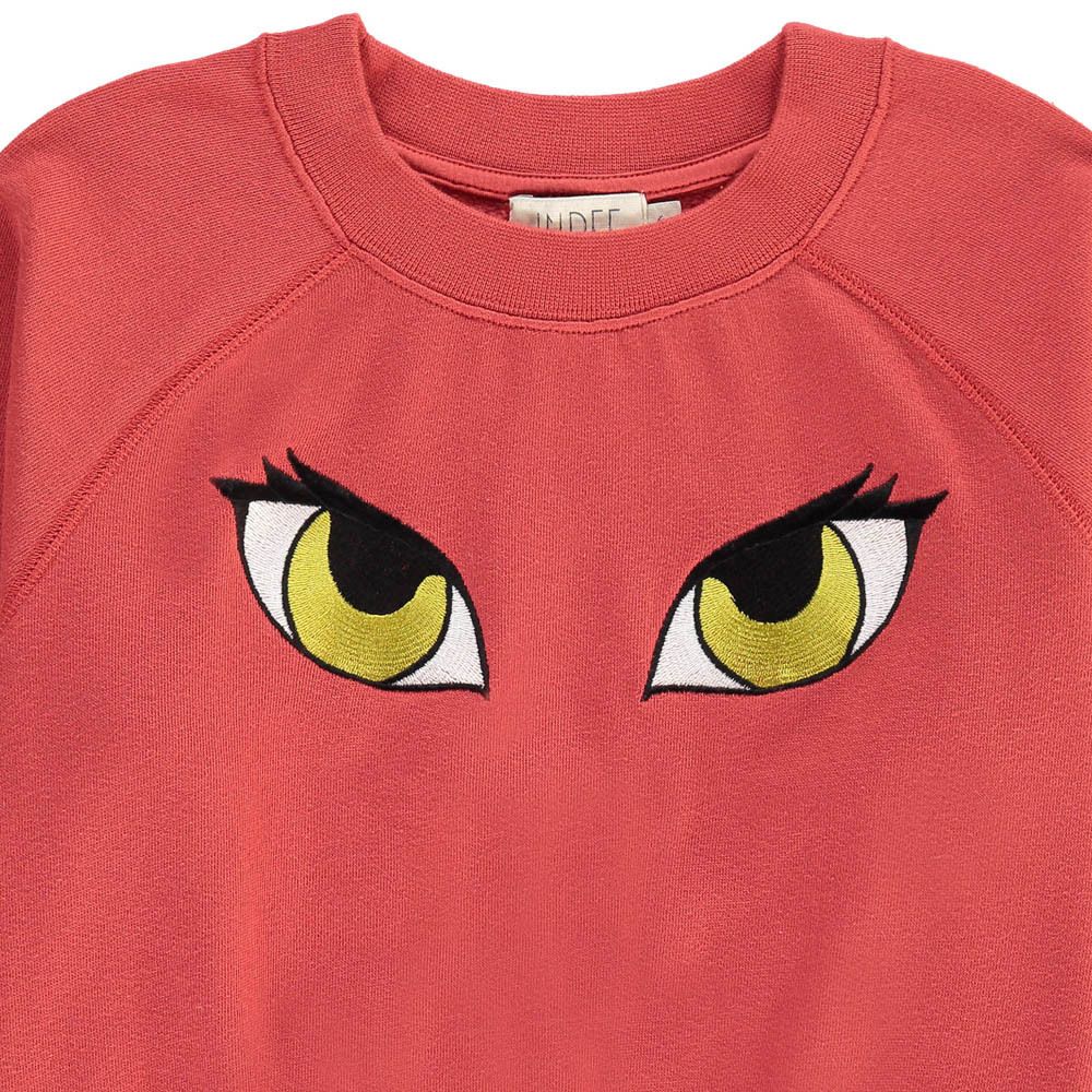 Asia Embroidered Eyes Sweatshirt Brick red Indee Fashion Teen