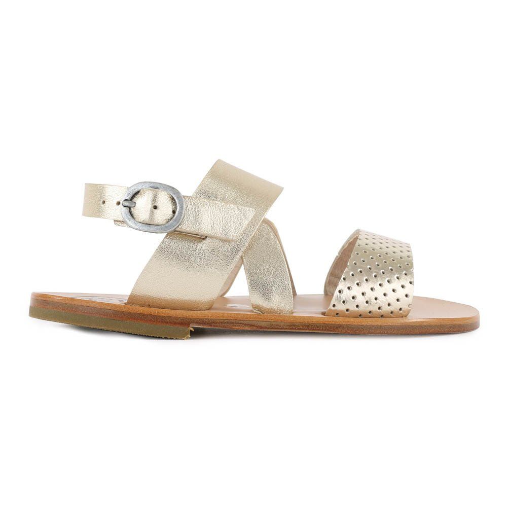 Pèpè - Sandales Cuir Perforé - Fille - Doré