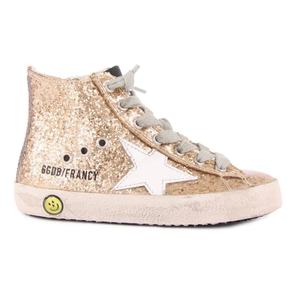 Francy Glitter Zip and Lace-Up Trainers Gold Golden Goose Deluxe
