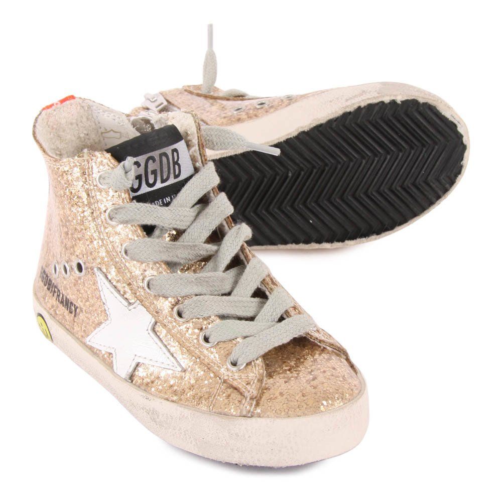 Francy Glitter Zip and Lace-Up Trainers Gold Golden Goose Deluxe