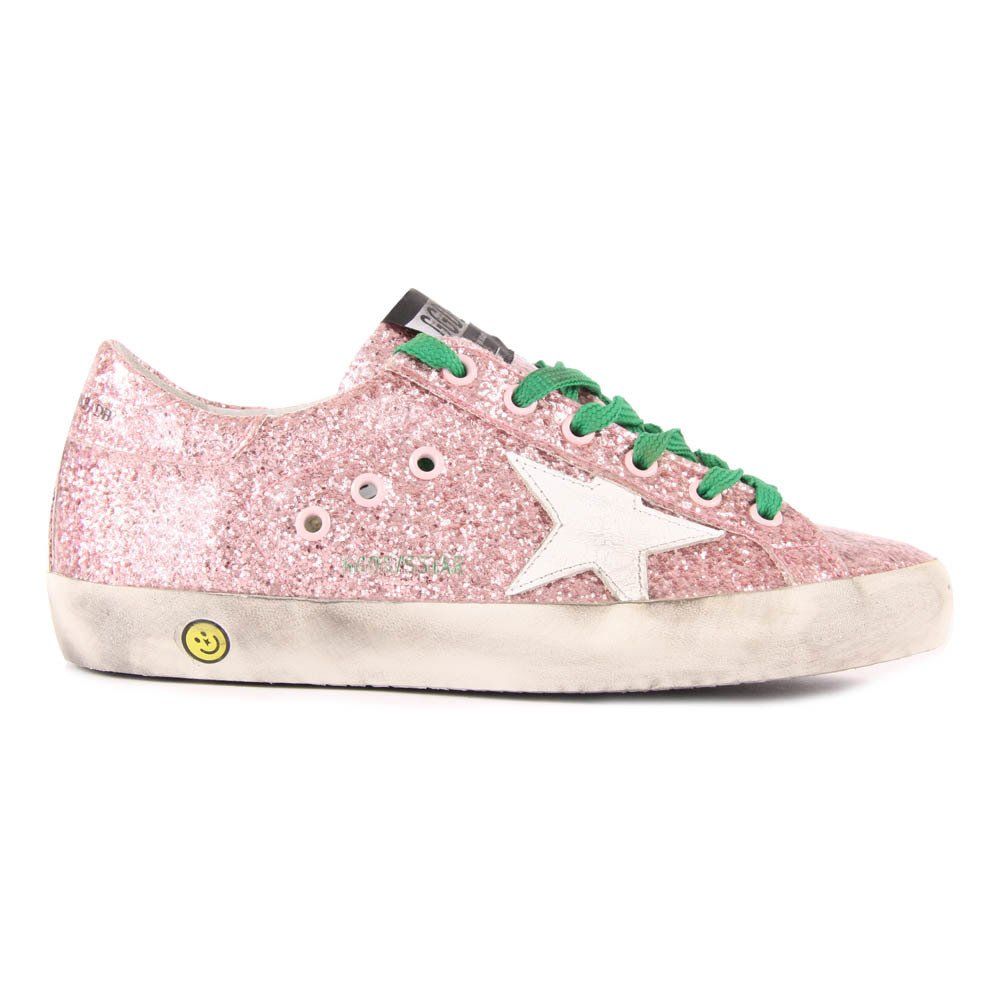 Superstar Glitter Lace-Up Trainers Pink Golden Goose Deluxe Brand