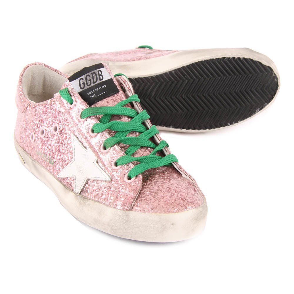 Superstar Glitter LaceUp Trainers Pink Golden Goose Deluxe Brand