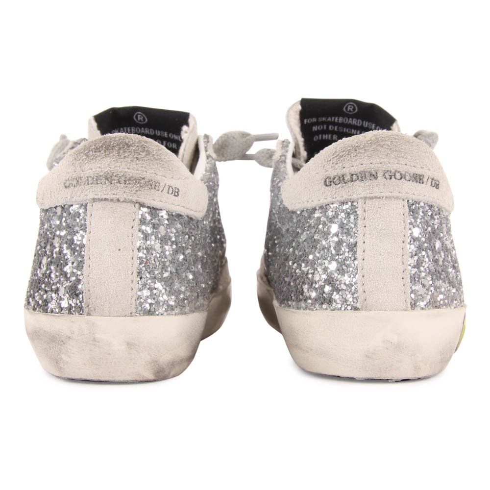 Golden Goose Superstar Glitter Lace Up Sneakers Silver Smallable