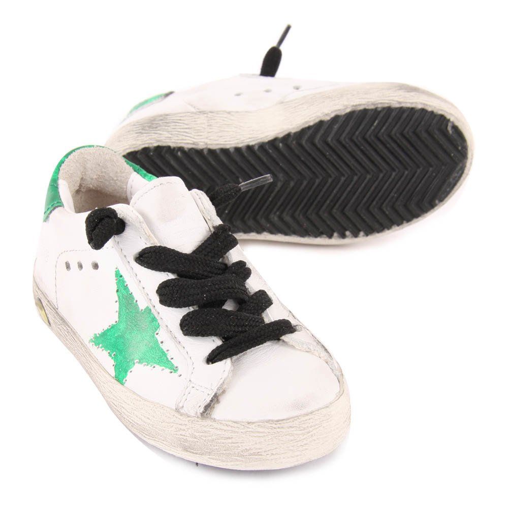 Superstar Green Star Leather Lace-Up Trainers White Golden Goose