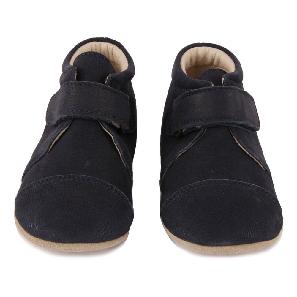 Leather Velcro Slippers Navy blue Petit Nord Shoes Baby