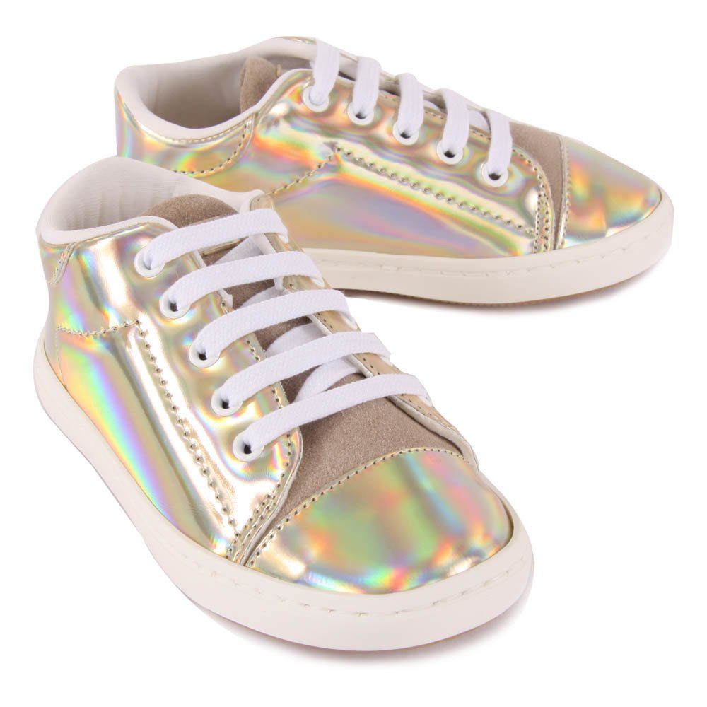 Holographic Laced Trainers Beige Babywalker Shoes Baby