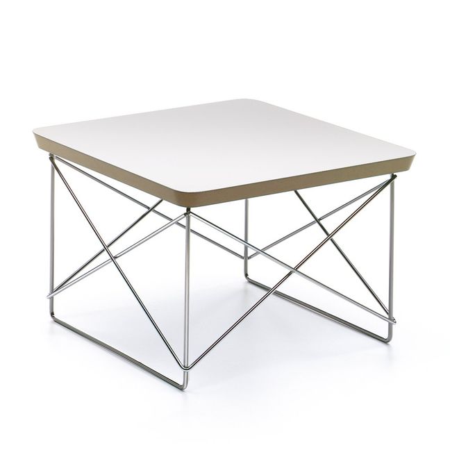 Tavolino Occasional LTR - Gambe cromate - Charles & Ray Eames, 1950 | Bianco