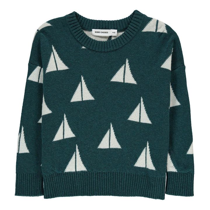 Pullover aus Wolle Schiff  | Dunkelgrün- Produktbild Nr. 0