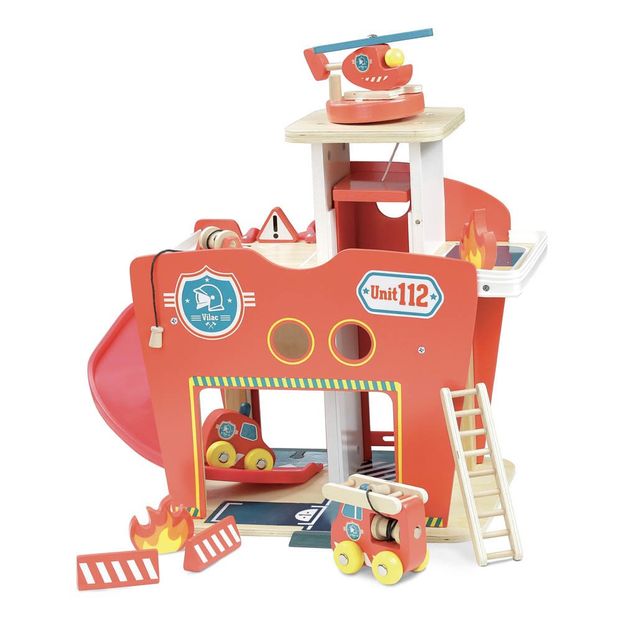 wooden fire station toy