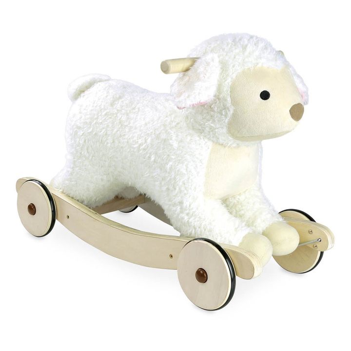 Mouton à bascule en bois 2 en 1 | Blanc- Image produit n°1