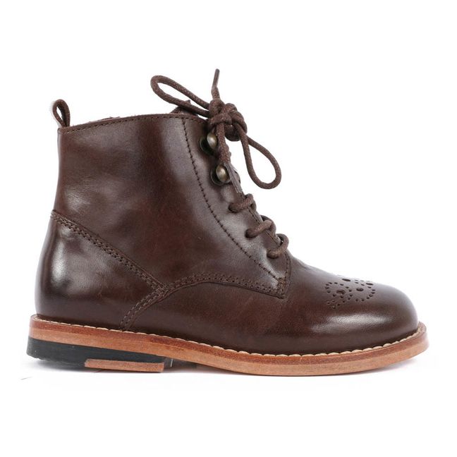 Buster Zipped Lace-Up Leather Ankle Boots | Brown
