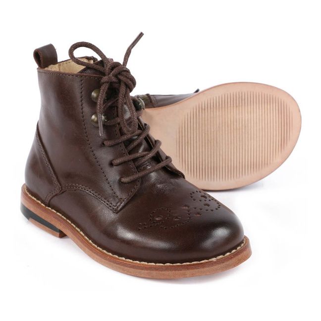 Buster Zipped Lace-Up Leather Ankle Boots Brown