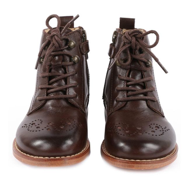 Buster Zipped Lace-Up Leather Ankle Boots | Brown
