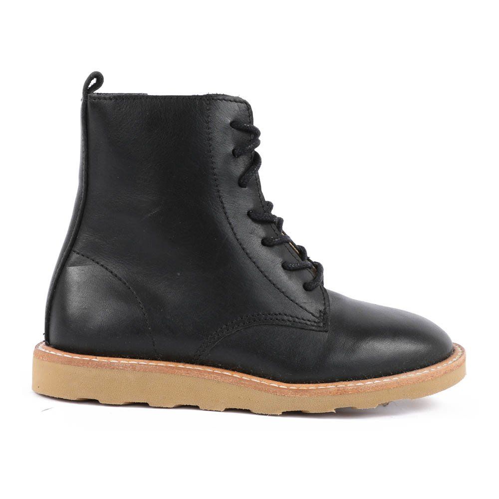 Rodney Zipped Lace-Up Leather Ankle Boots Black Young Soles Shoes