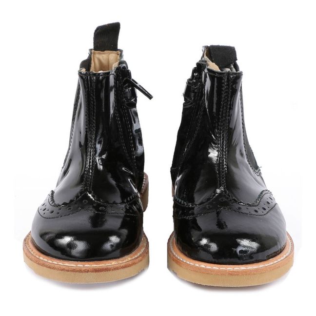Francis Varnished Leather Chelsea Boots Black
