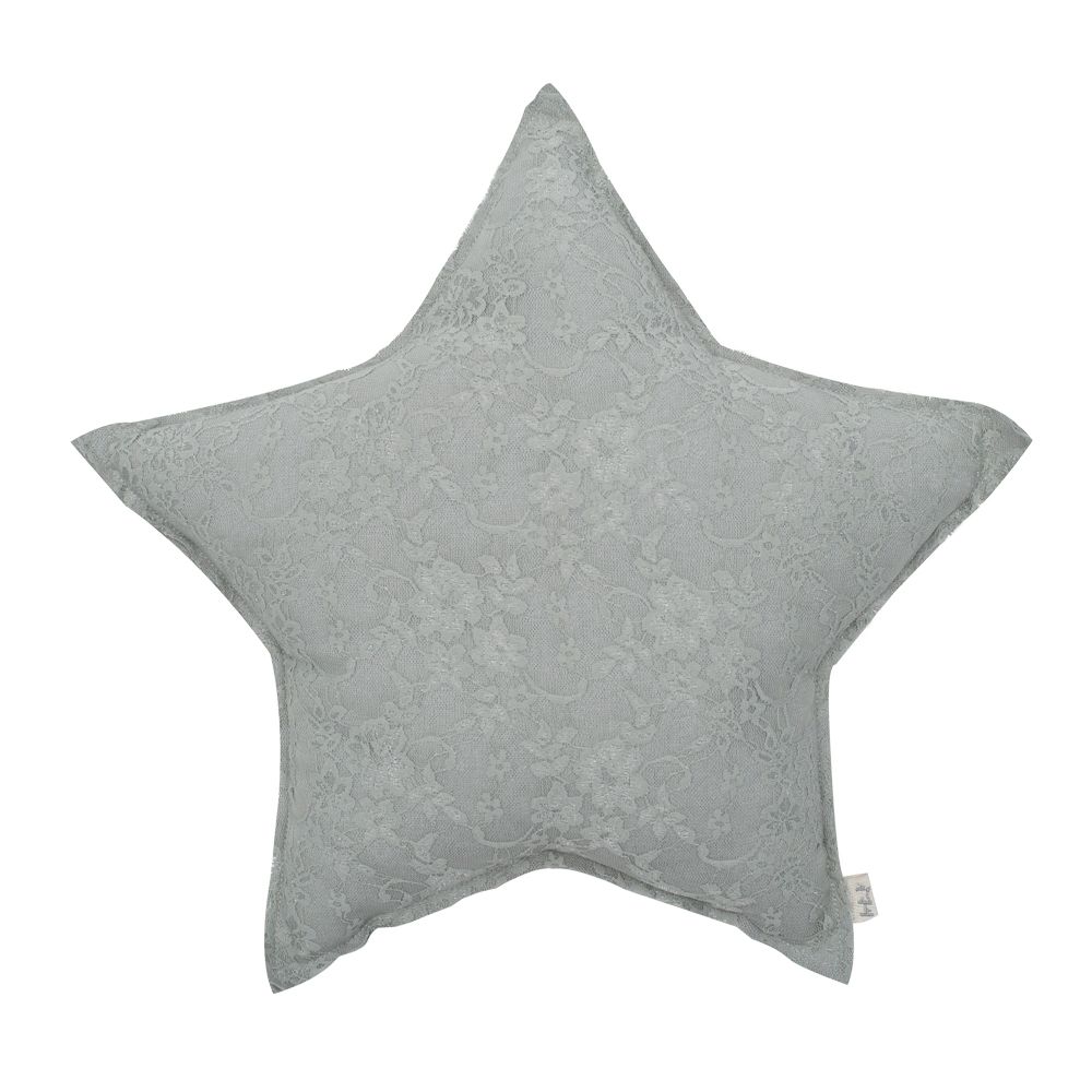 Numero 74 - Coussin étoile fleur de dentelle - Silver Grey S019