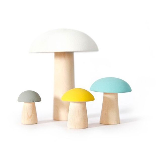 Decorative Wooden Mushrooms - Set of 4