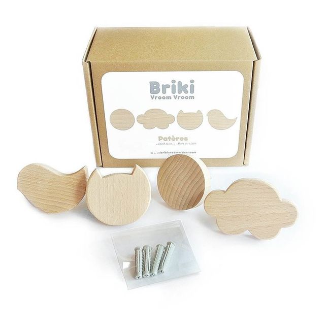 Wooden Bird, Cat, Circle and Cloud Coat-Pegs