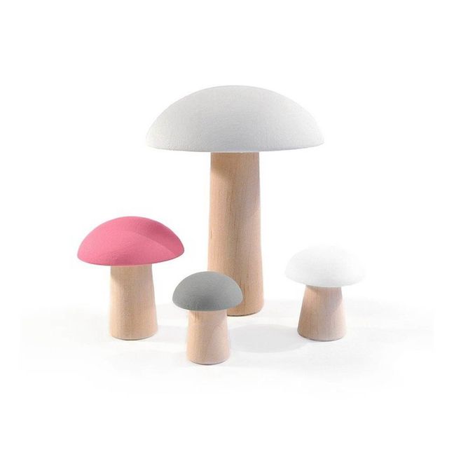 Funghi decorativi in legno - Set da 4