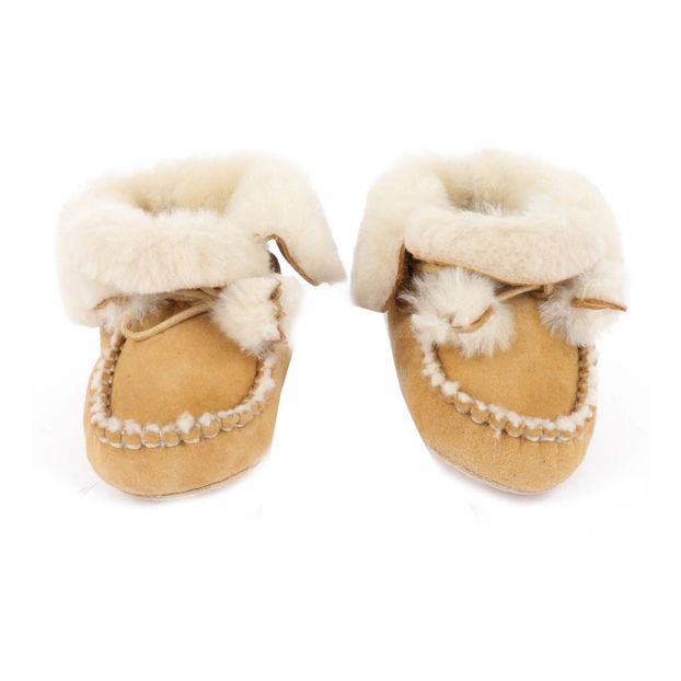chausson en cuir fourré bébé