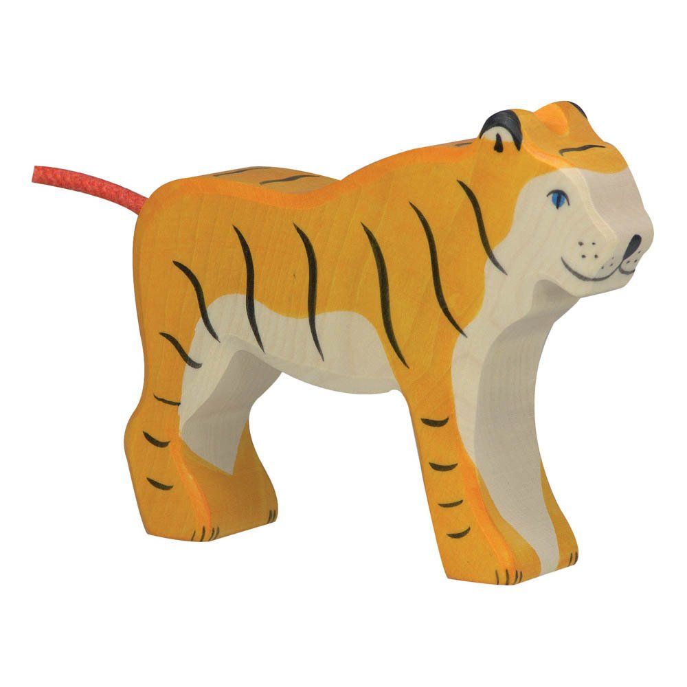 Holztiger - Figurine en bois tigre debout - Orange