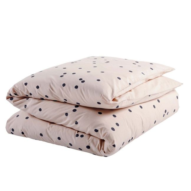 Copripiumino Odette a pois grigio | Rosa incarnato