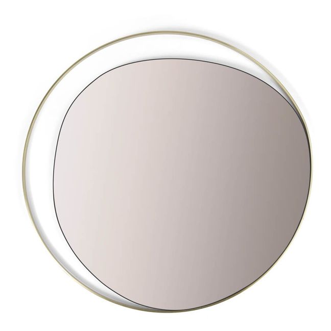 Specchio Eclisse, vetro e ottone, diam 80 cm | Rosa