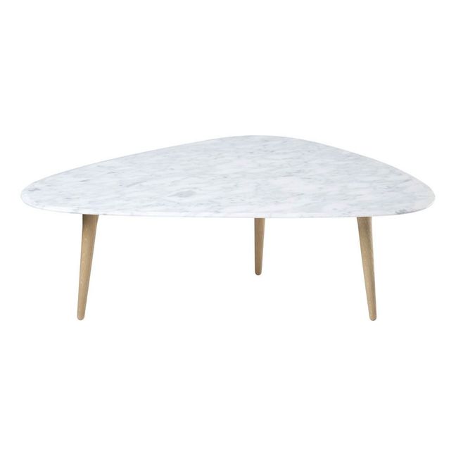 Solid Oak Marble Coffee Table Marble White