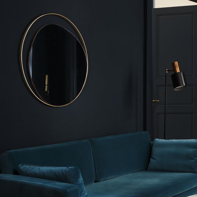 Specchio Eclisse, vetro e ottone, diam 80 cm | Rosa