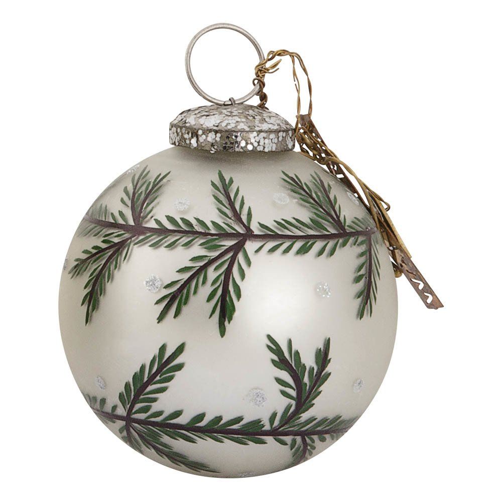 Walther & Co - Boule de Noël branche de pin - Blanc