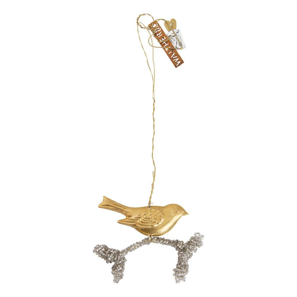 Walther & Co - Suspension oiseau sur branche or 3,5 cm - Doré