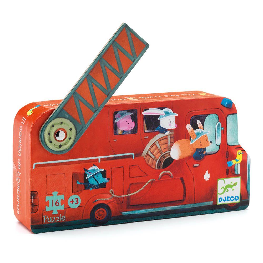 Djeco - Puzzle Le camion de pompier - 16 pièces - Multicolore