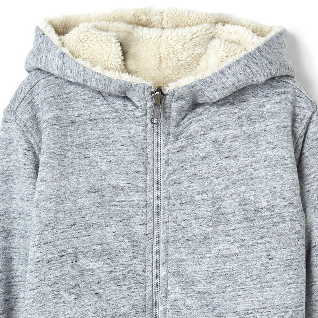 Sweat Zippé Capuche Fourré Réversible Hooper | Gris