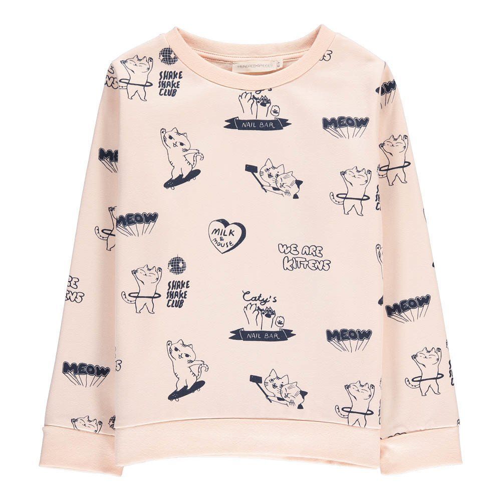 Hundred Pieces - Sweat Cats - Fille - Rose poudré