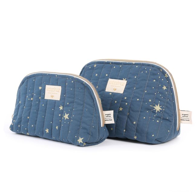 Beauty Case Holiday Stella in cotone organico | Blu notte