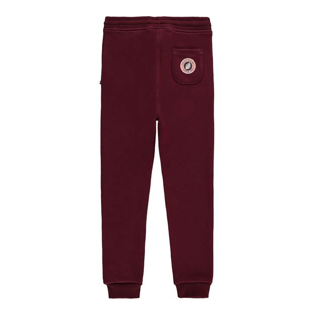 burgundy jogging bottoms