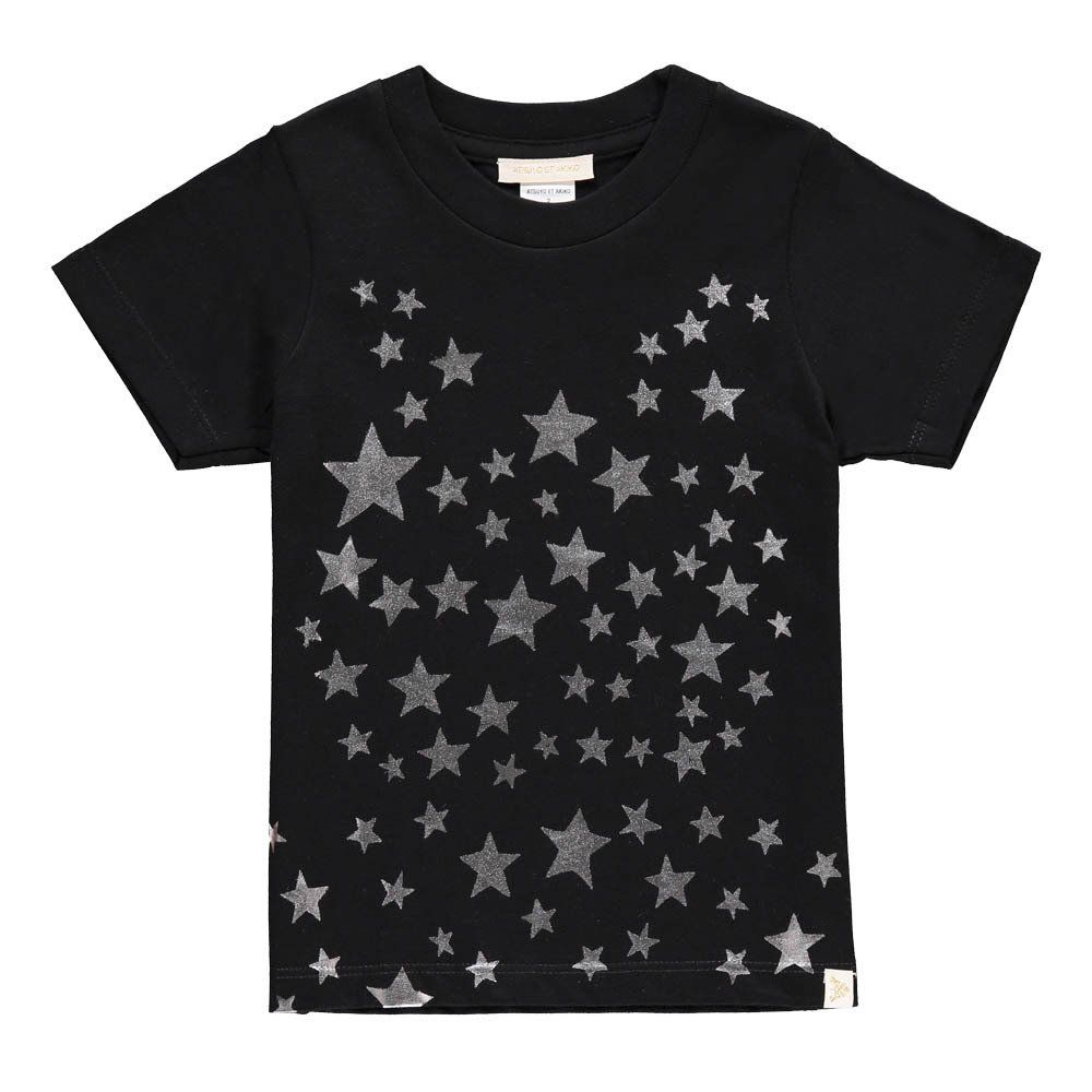 Atsuyo et Akiko - T-shirt Etoiles Crew - Fille - Noir