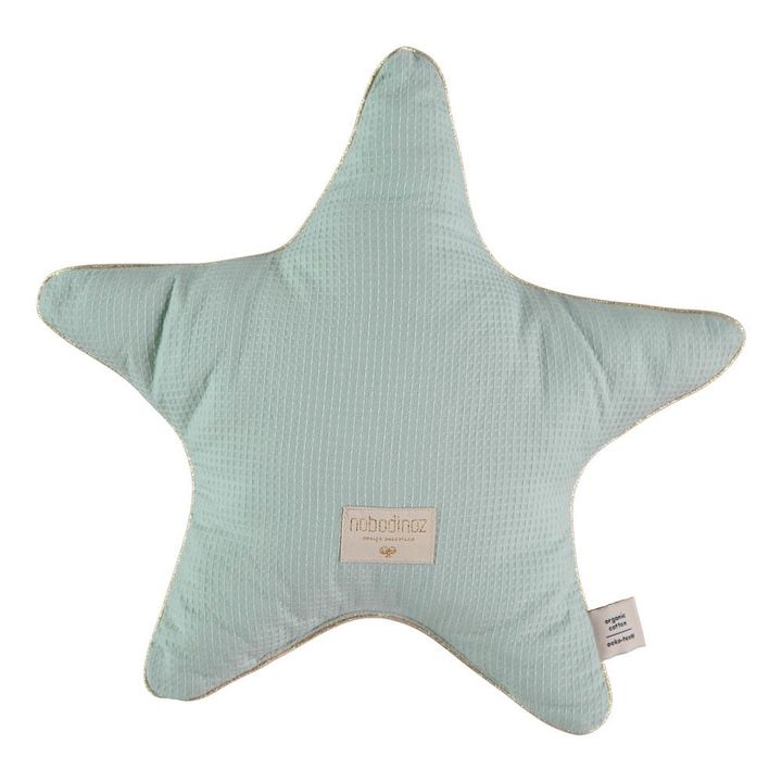 Aristote Organic Cotton Star Cushion | Aqua- Product image n°0