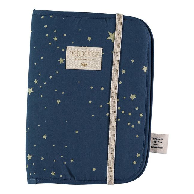Proteggi libretto sanitario Poema Stella in cotone organico | Blu notte