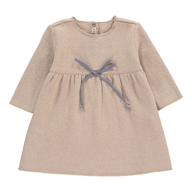 Bow Waist Knit Dress Sand coloured De Cavana Fashion Baby