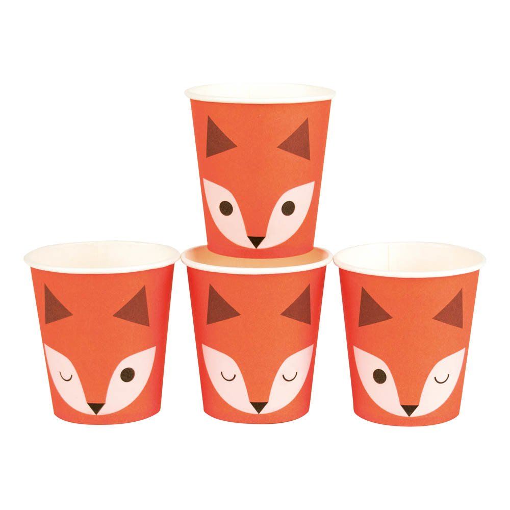 Mini Fox Paper Cups Set Of 8 Orange My Little Day Design