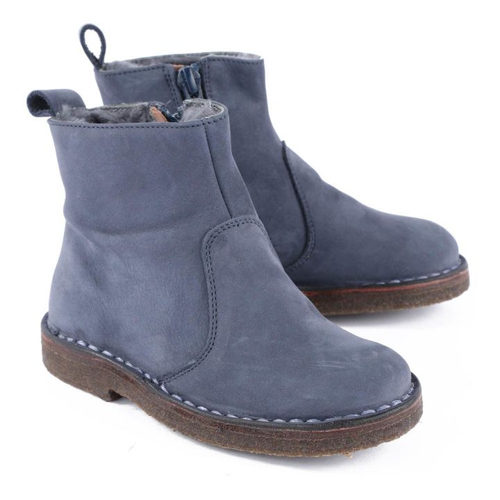 navy blue fur boots